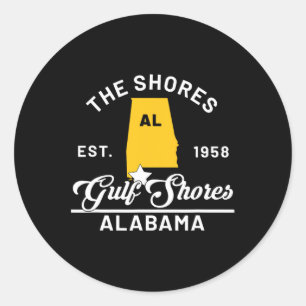 Gulf Shores Alabyma Al Vintage The Shores Souvenir Classic Round Sticker