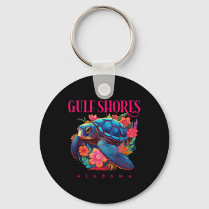 Gulf Shores Alabyma Floral Beach Turtle Souvenir  Keychain
