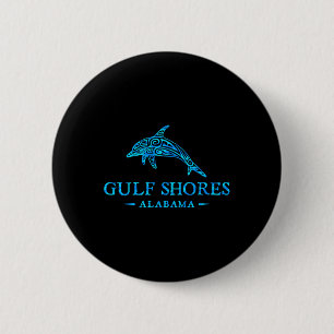 Gulf Shores Alabyma Retro Dolphin Boys Girls Toddl 2 Inch Round Button