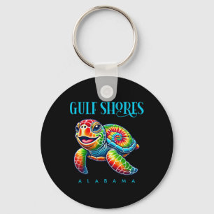 Gulf Shores Alabyma Smiling Tie Dye Sea Turtle Keychain