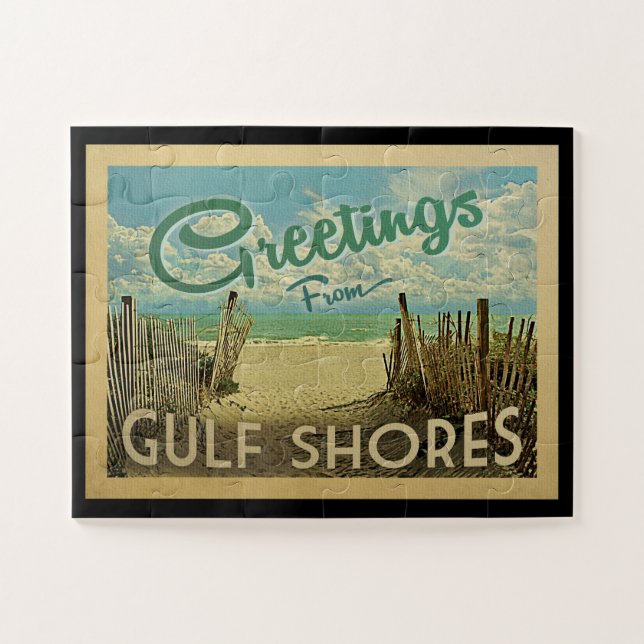 Gulf Shores Beach Vintage Travel Jigsaw Puzzle (Horizontal)