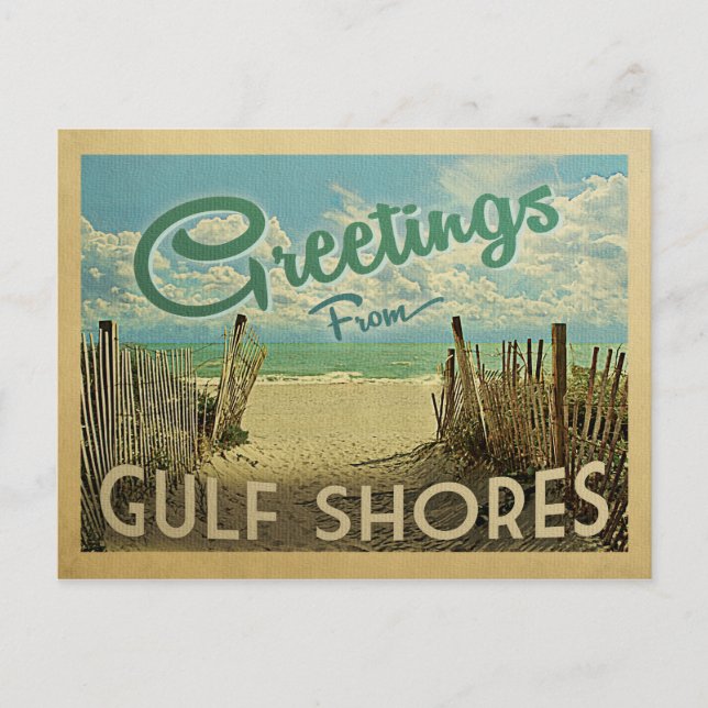 Gulf Shores Beach Vintage Travel Postcard (Front)