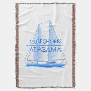 Gulf Shores Coastal Nautical Sailing Sailor Throw Blanket