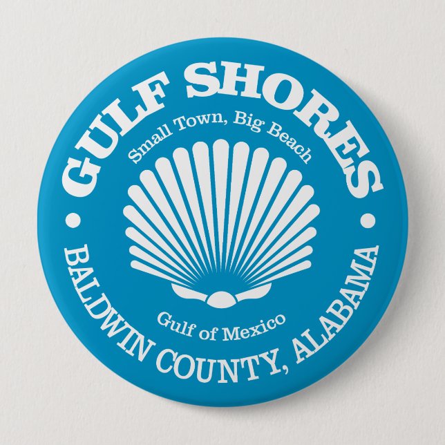 Gulf Shores (seashell) 4 Inch Round Button (Front)