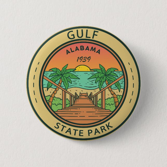 Gulf State Park Alabama Circle Badge 2 Inch Round Button (Front)
