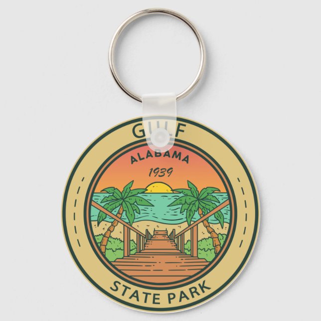 Gulf State Park Alabama Circle Badge Keychain (Front)