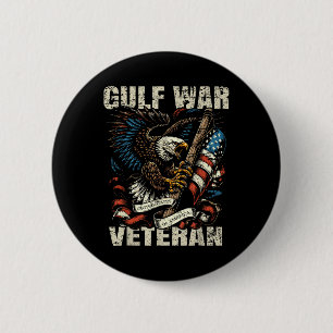 Gulf War Veteran Patriotic Eagle Usa Flag Design 2 Inch Round Button