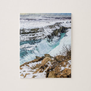 Gulfoss Iceland Waterfall in Winter Jigsaw Puzzle