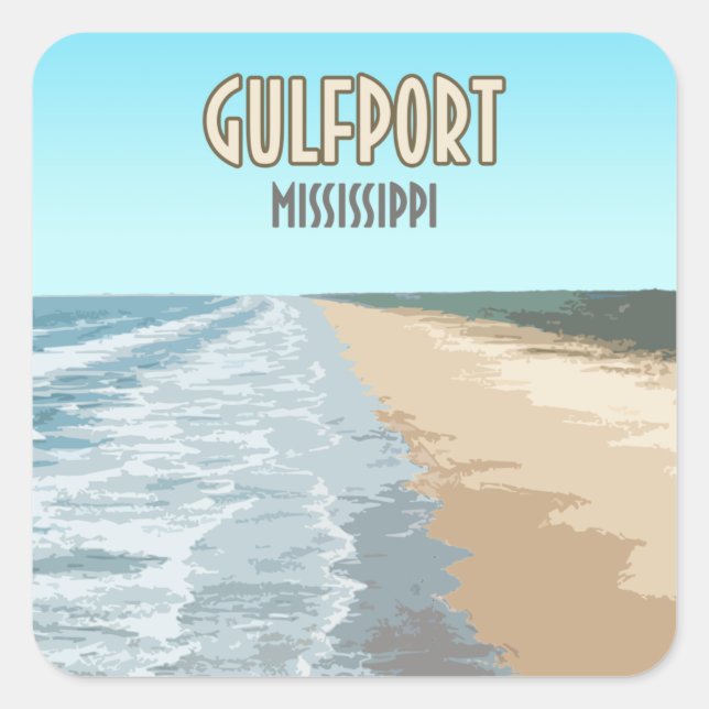 Gulfport Mississippi Beach Square Sticker (Front)