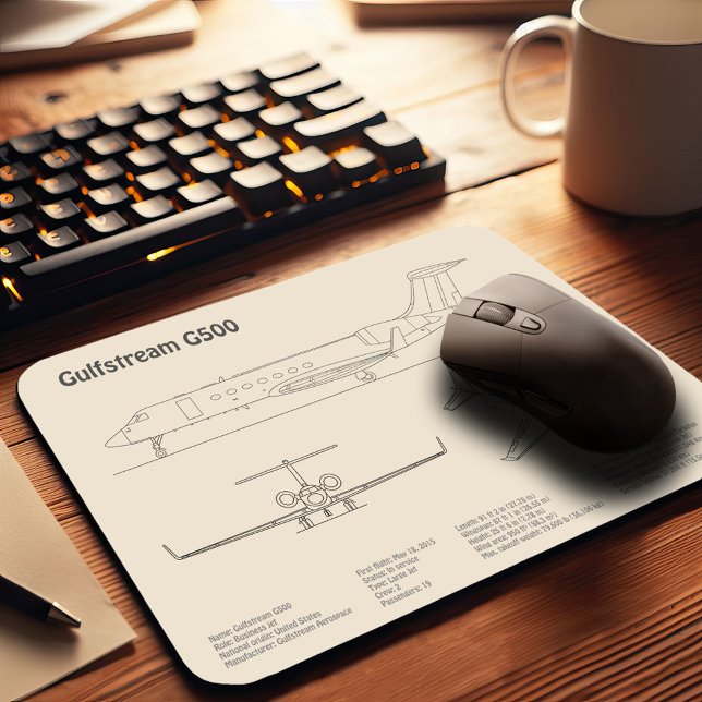 Gulfstream G500 - Airplane Blueprint Plans SD Mouse Pad (Creator Uploaded)