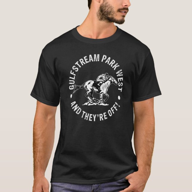 Gulfstream Park West Horse Racing Racer Equestrian T-Shirt (Front)