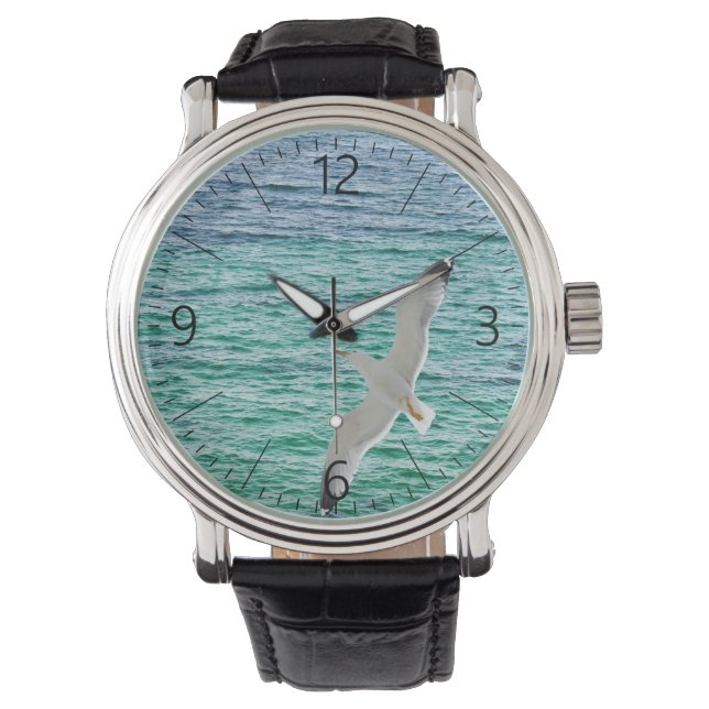 Gull flying above a sea watch (Front)