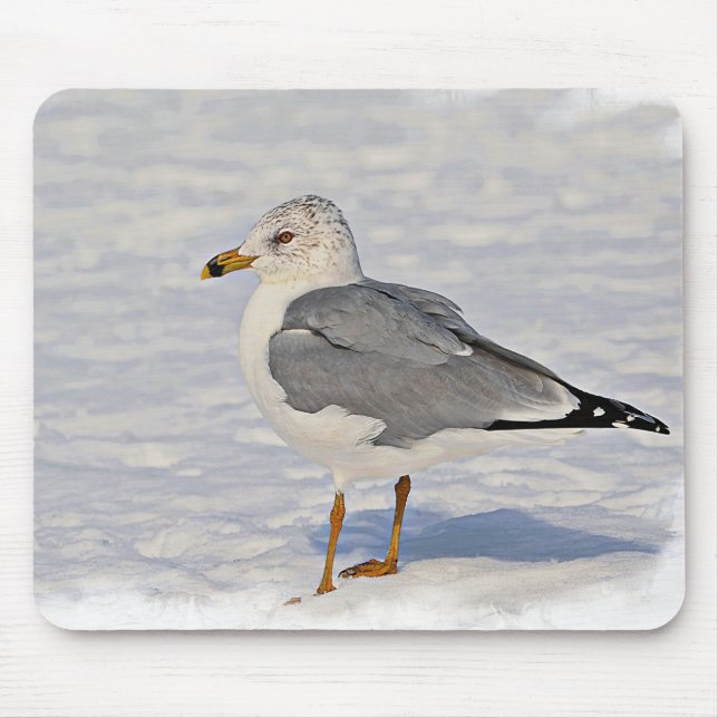 Gull in the snow mouse pad (Front)