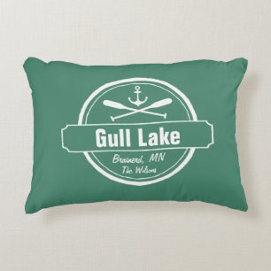 Gull Lake Minnesota anchor, paddles town and name Decorative Pillow