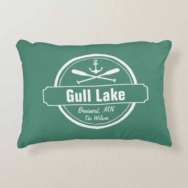 Gull Lake Minnesota anchor, paddles town and name Decorative Pillow (Front)