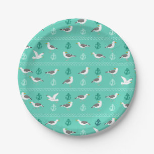 GULL SEAGULLS BIRD PATTERN PAPER PLATE