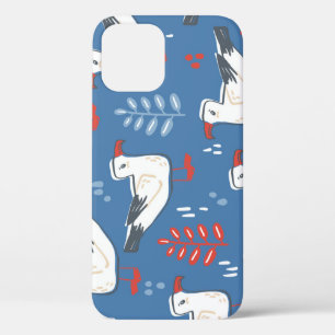 Gull walking: vintage seamless pattern. iPhone 12 case
