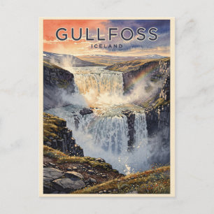 Gullfoss Iceland Waterfall Vintage Postcard
