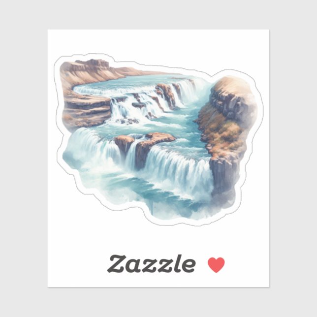 Gullfoss Iceland Waterfall Watercolor (Sheet)