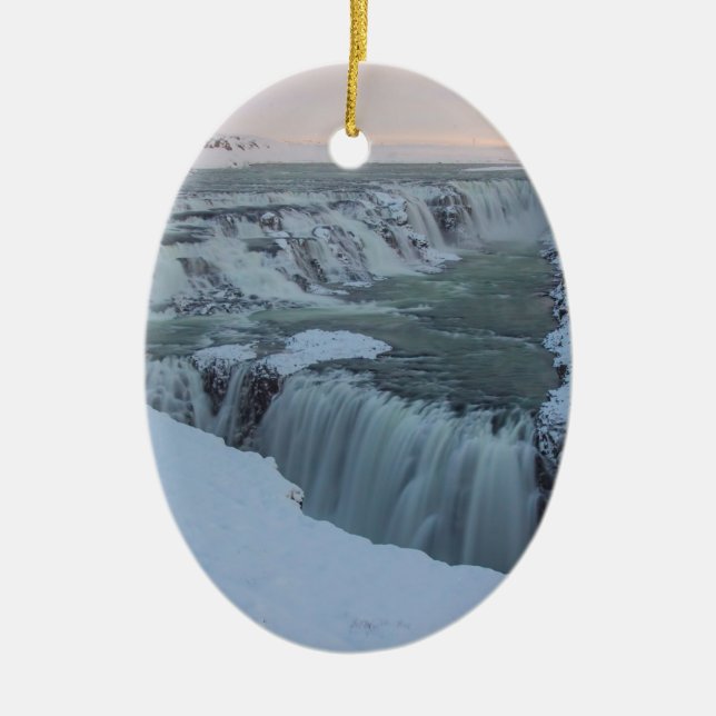 Gullfoss Waterfall in Iceland Ceramic Ornament (Front)