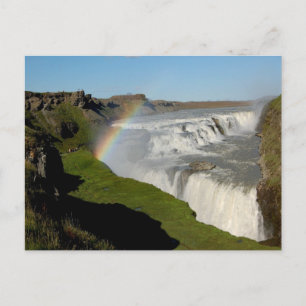 Gullfoss waterfall in summer postcard