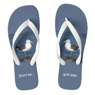 Gullible Wading Seagull Humour Funny Flip Flops