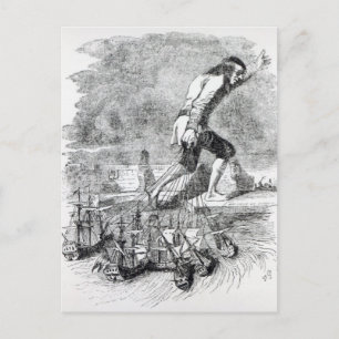 Gulliver stealing the Blefuscudian fleet Postcard