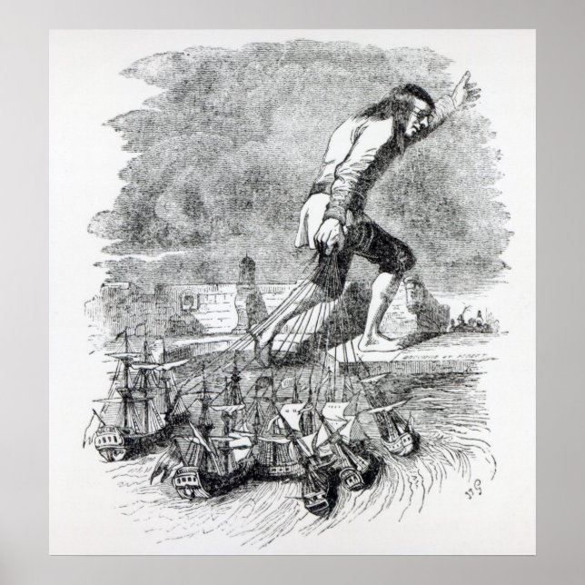 Gulliver stealing the Blefuscudian fleet Poster (Front)