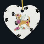 Gulliver's Angels Chihuahua Ceramic Heart Ornament<br><div class="desc">Capture your favourite 4 footed angel's heart on a whimsical ceramic ornament. Personalize your message on the back. A gift guaranteed to win hearts. Or fill a special tree with ornaments expressing your love.</div>