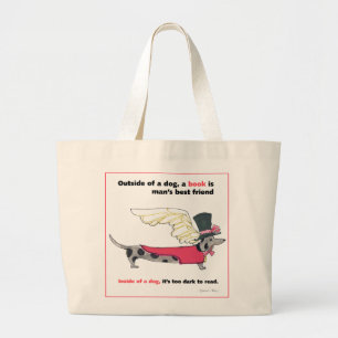 Gulliver's Dapple Doxie Book Angel Large Tote Bag