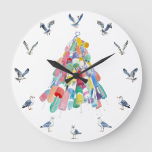 Gulls and Buoys Large Clock