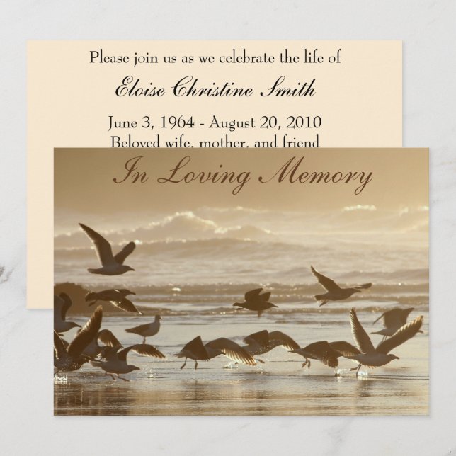 Gulls Taking Flight Memorial Service Announcement (Front/Back)