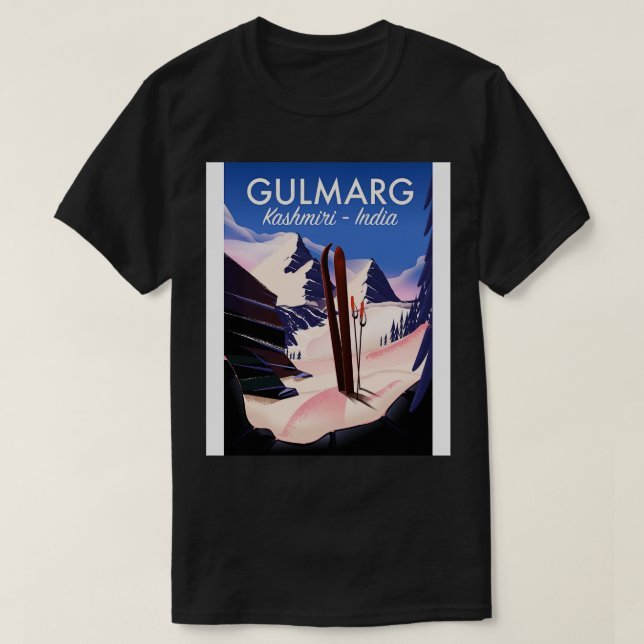 Gulmarg Kashmiri India Ski poster T-Shirt (Design Front)