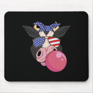 Gum Cow 4th Of July Design Usa Patriotic Cow  Mouse Pad