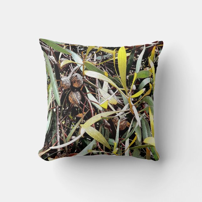 Gum Leaf Throw Pillow (Front)