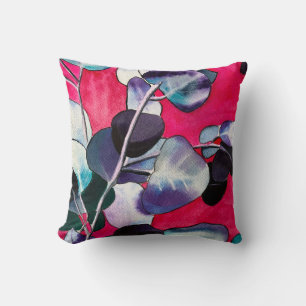 Gum leaves Eucalyptus watercolor art Throw Pillow