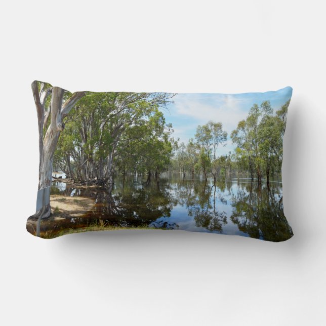 Gum Tree Reflections River Murray Australia, Lumbar Pillow (Front)