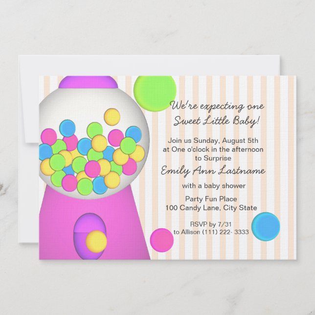 Gumball Baby Shower Invitation (Front)