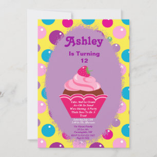 Gumball Cupcake Invitation