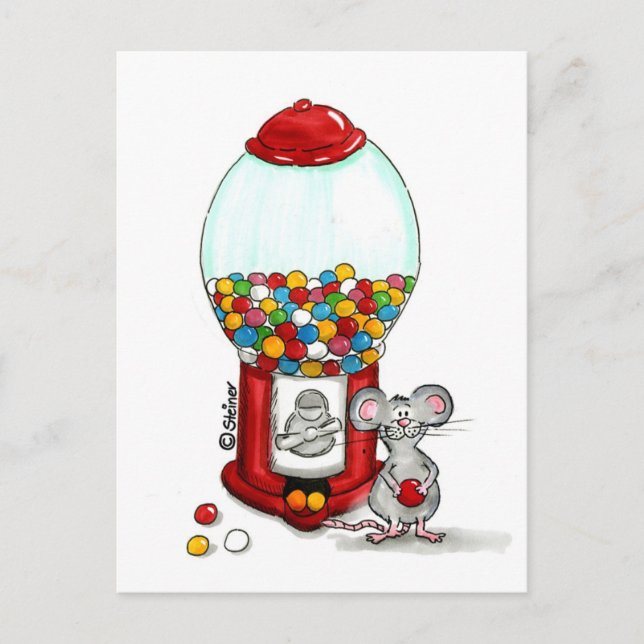 Gumball Design with cute little Mouse Postcard (Front)