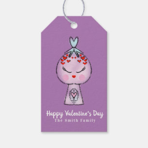 Gumball Hand Drawn Valentines Day Black  Gift Tags