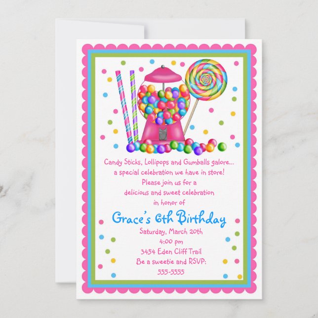 Gumball Machine and Candy Invitation (Front)