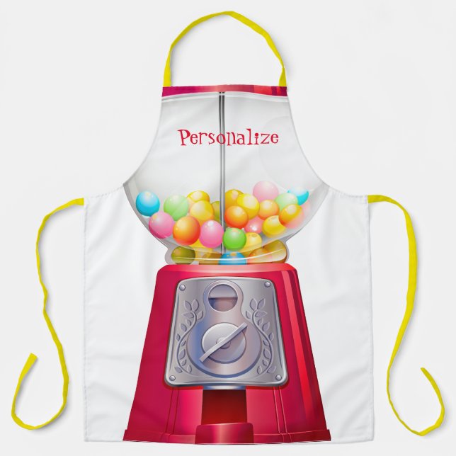 Gumball machine bubblegum vintage cute red apron (Front)