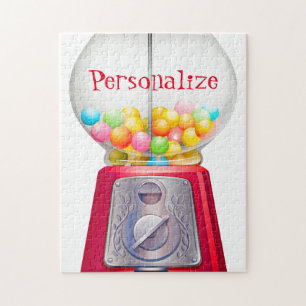 Gumball machine bubblegum vintage cute red candy jigsaw puzzle
