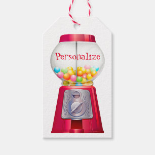 Gumball machine bubblegum vintage cute red gift tags
