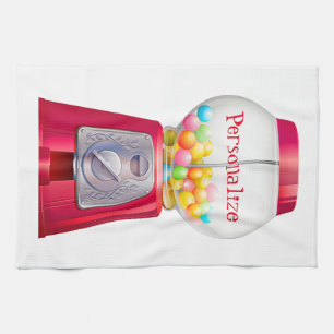 Gumball machine bubblegum vintage cute red kitchen towel