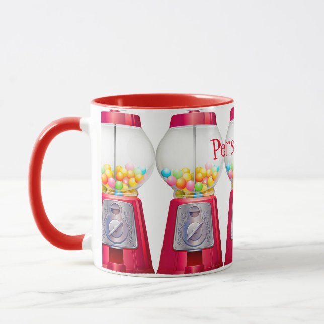 Gumball machine bubblegum vintage cute red  mug (Left)