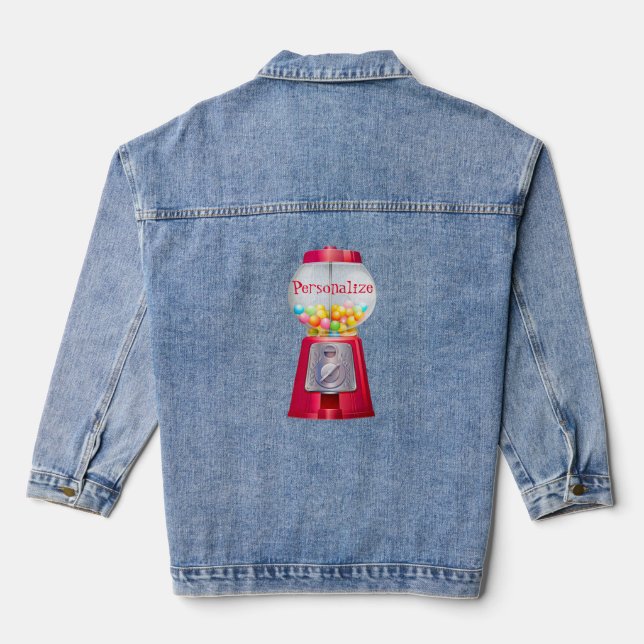 Gumball machine bubblegum vintage red denim jacket (Back)