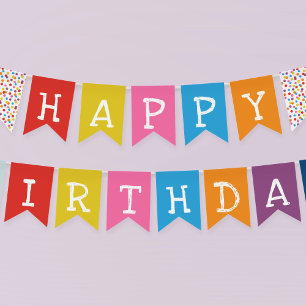 Gumball Machine Candy Bubble Gum Happy Birthday Bunting Flags