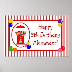 Gumball Machine Happy Birthday Banner Poster